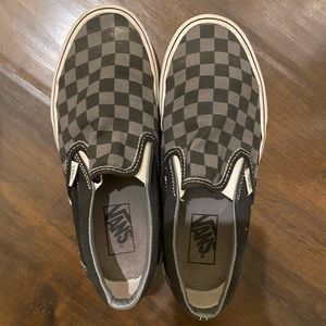 Vans Size 8 Black & Grey checkered slip on vans